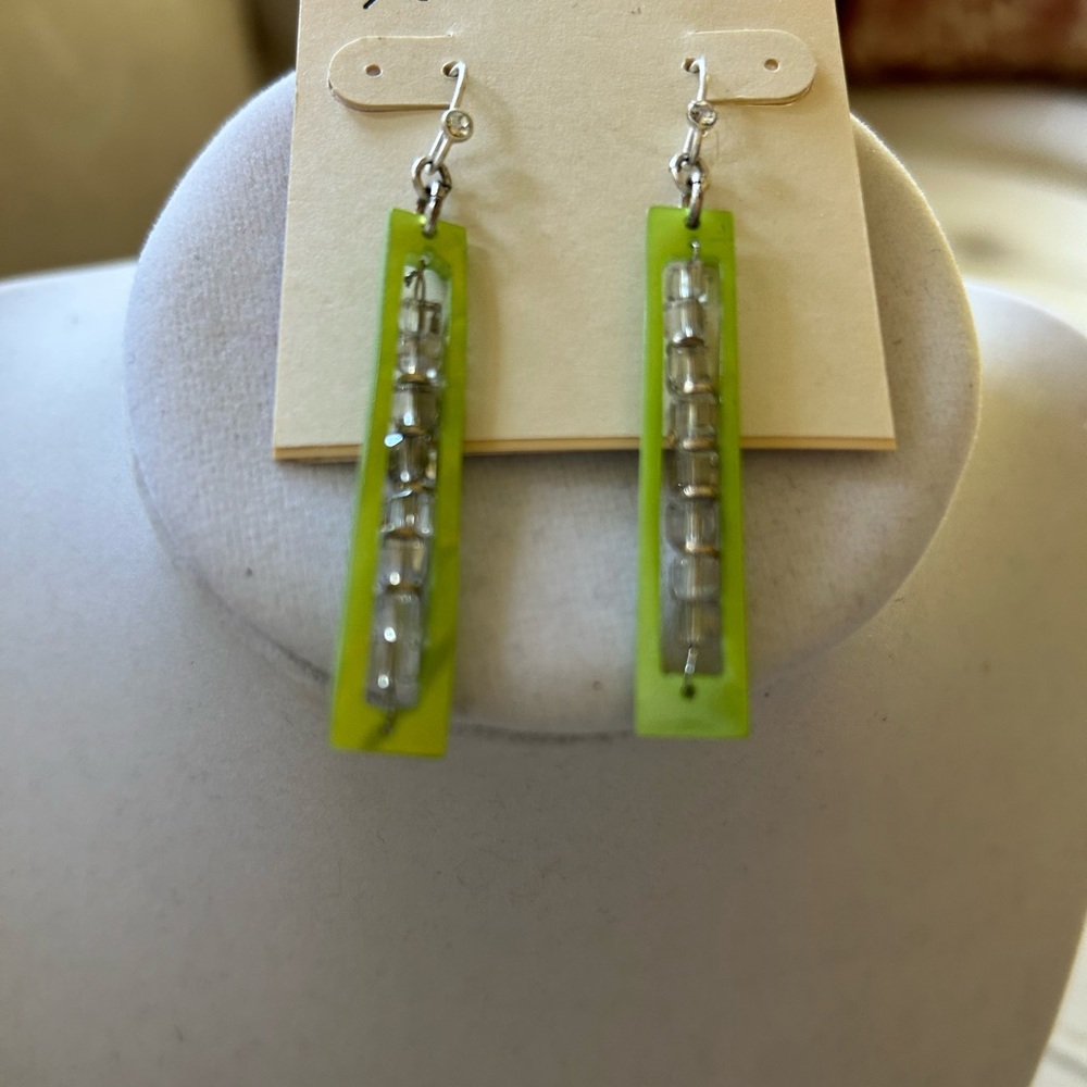 Kenneth Cole Lime Green Fish Hook Earrings